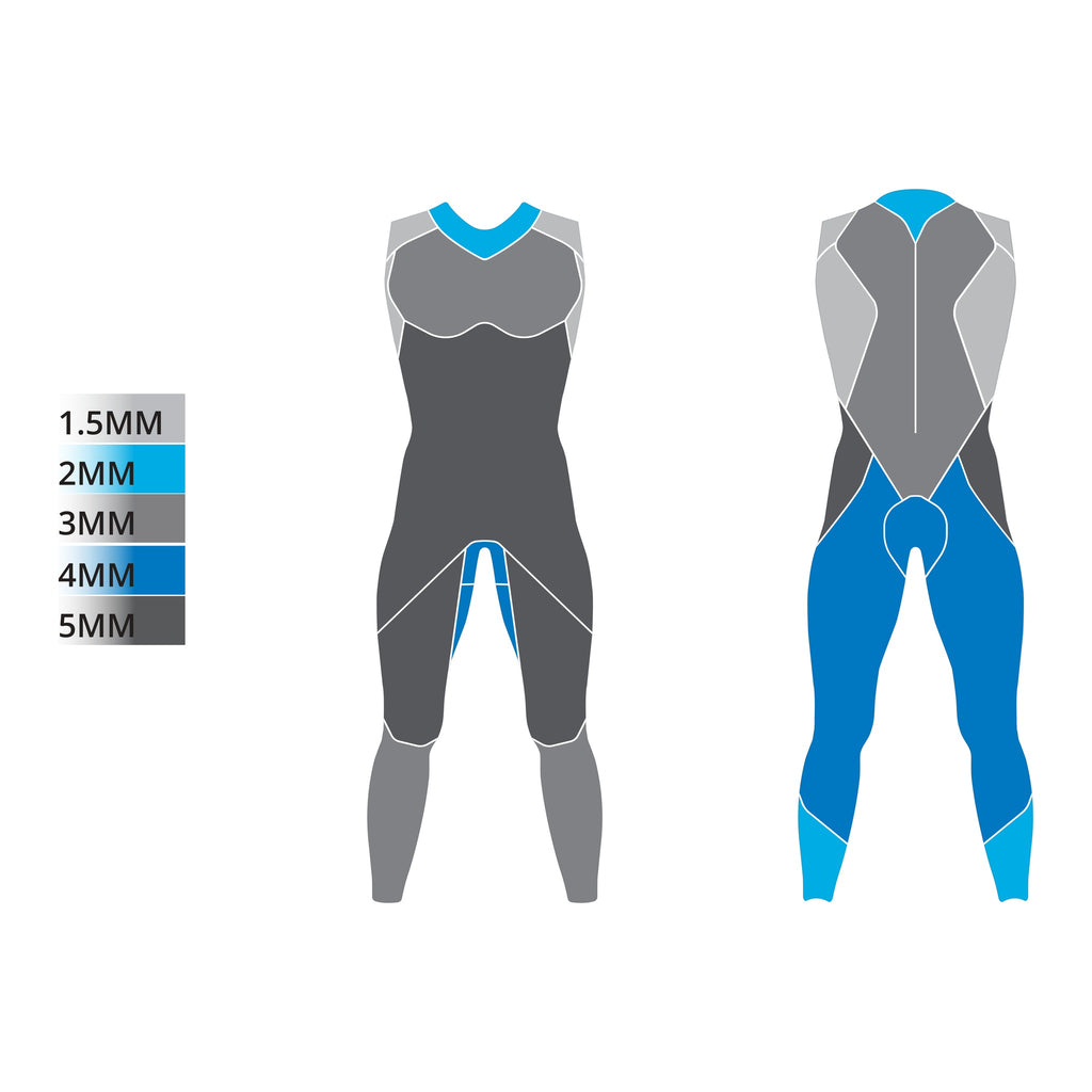 Mens SL2 Sleeveless Wetsuit – panel layout diagram